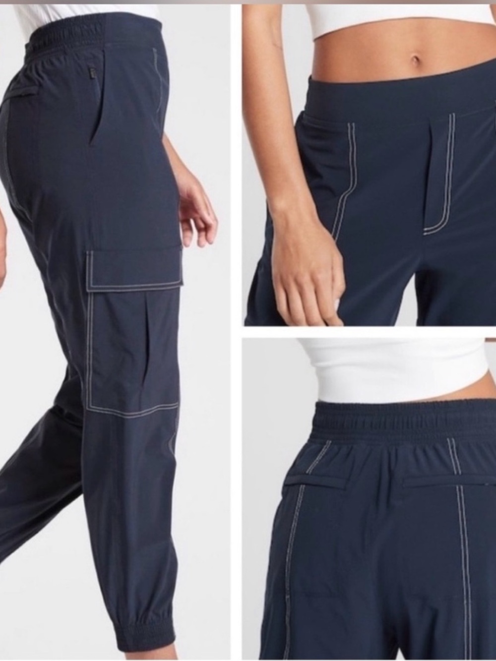 NWOT Athleta Chelsea Utility Joggers Navy Women’s Contrast Stitching Size 0